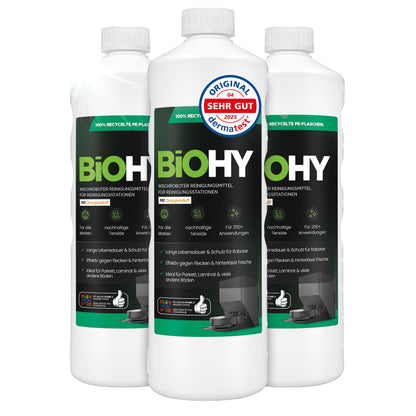 BiOHY Limpiador de suelos para todos los robots con aroma a naranja (500 ml) | Detergente concentrado para todos los robots limpiadores y aspiradores con función húmeda | Sin espuma y sin rayas | Para