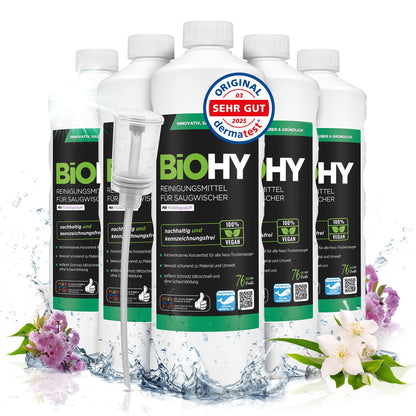BiOHY Limpiador de suelos para todos los robots con aroma a naranja (500 ml) | Detergente concentrado para todos los robots limpiadores y aspiradores con función húmeda | Sin espuma y sin rayas | Para