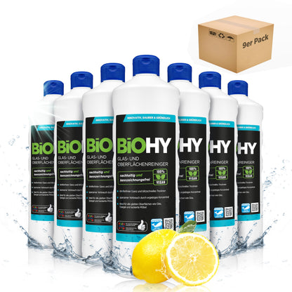 BiOHY Limpia cristales y superficies (1 botella de 1 litro) | Concentrado para uso de aparatos y suelos duros | Olor agradable y limpieza sin rayas (Oberflächenreiniger)
