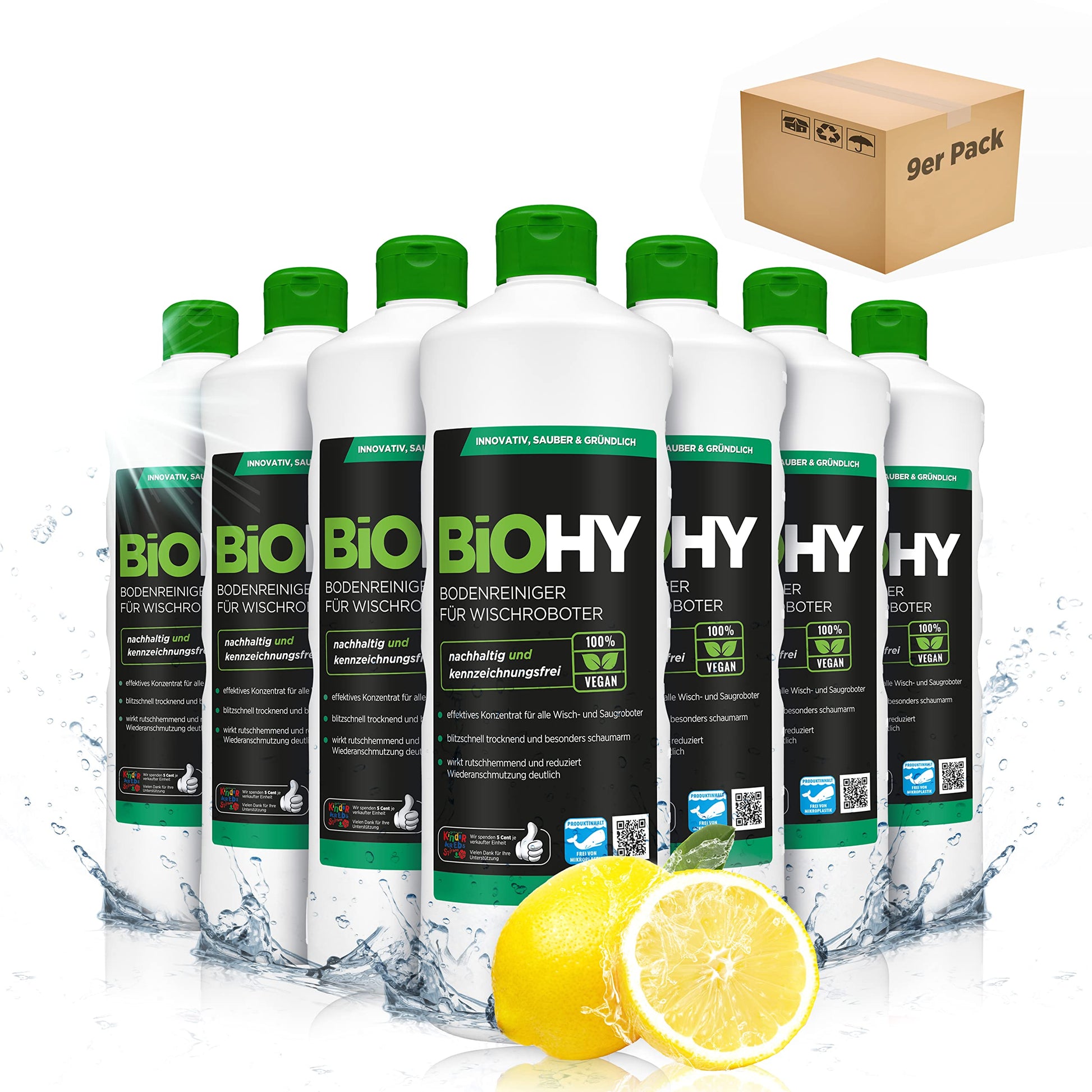 BiOHY Limpiador de suelos para todos los robots con aroma a naranja (500 ml) | Detergente concentrado para todos los robots limpiadores y aspiradores con función húmeda | Sin espuma y sin rayas | Para
