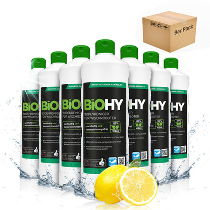 BiOHY Limpiador de suelos para todos los robots con aroma a naranja (500 ml) | Detergente concentrado para todos los robots limpiadores y aspiradores con función húmeda | Sin espuma y sin rayas | Para