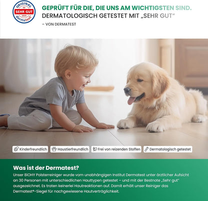 BiOHY Limpiador tapicerías (1 botella de 1 litro) | Ideal para asientos de coche, sofás, colchones, etc. | También es adecuado para las lavadoras (Polsterreiniger)