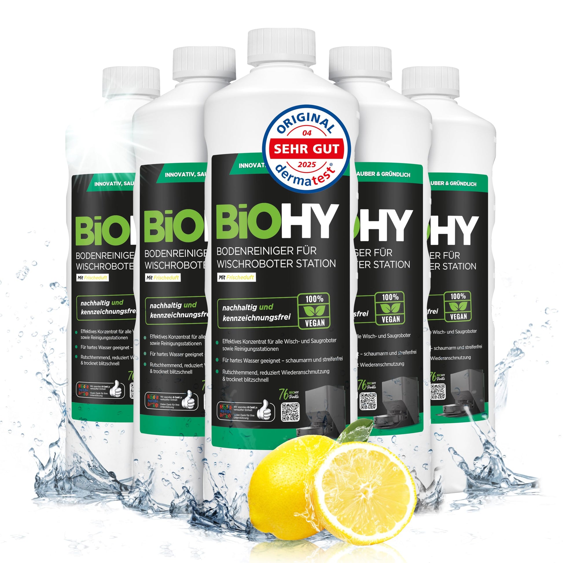 BiOHY Limpiador de suelos para todos los robots con aroma a naranja (500 ml) | Detergente concentrado para todos los robots limpiadores y aspiradores con función húmeda | Sin espuma y sin rayas | Para
