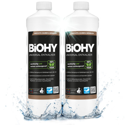 BiOHY Descalcificador universal (1 botella de 1 litro) | Universeel concentraat voor alle huishoudelijke apparaten | Compatibel met alle koffiemachines en espressomachines (Entkalker)