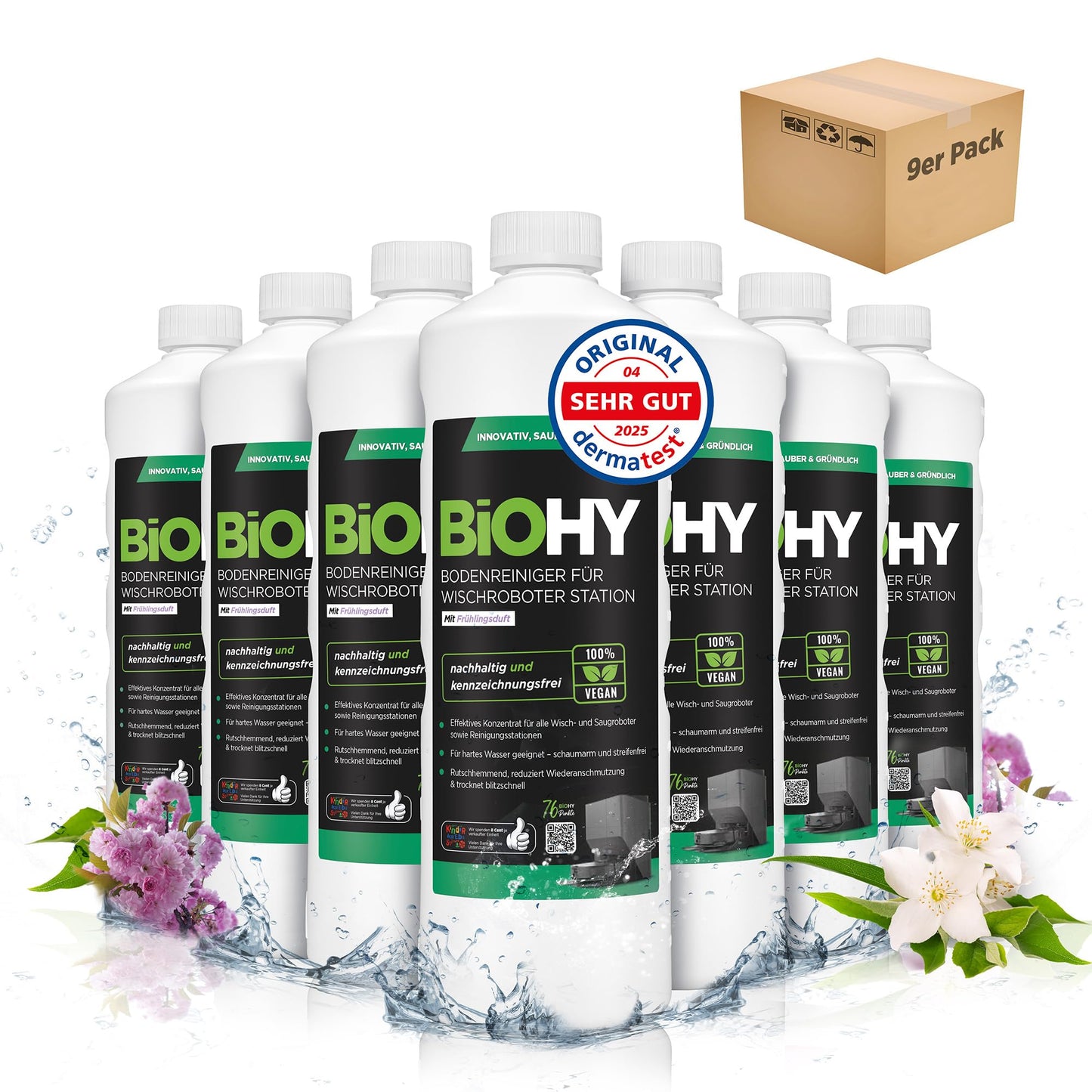 BiOHY Limpiador de suelos para todos los robots con aroma a naranja (500 ml) | Detergente concentrado para todos los robots limpiadores y aspiradores con función húmeda | Sin espuma y sin rayas | Para