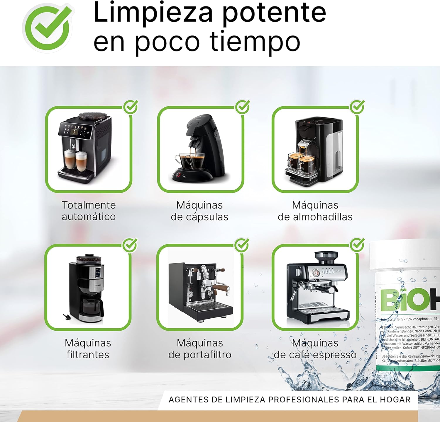 BiOHY Pastillas de limpieza para cafeteras automáticas (30 Tabs) | Todas las marcas | Mejor aroma y larga vida de los aparatos (Reinigungstabletten)