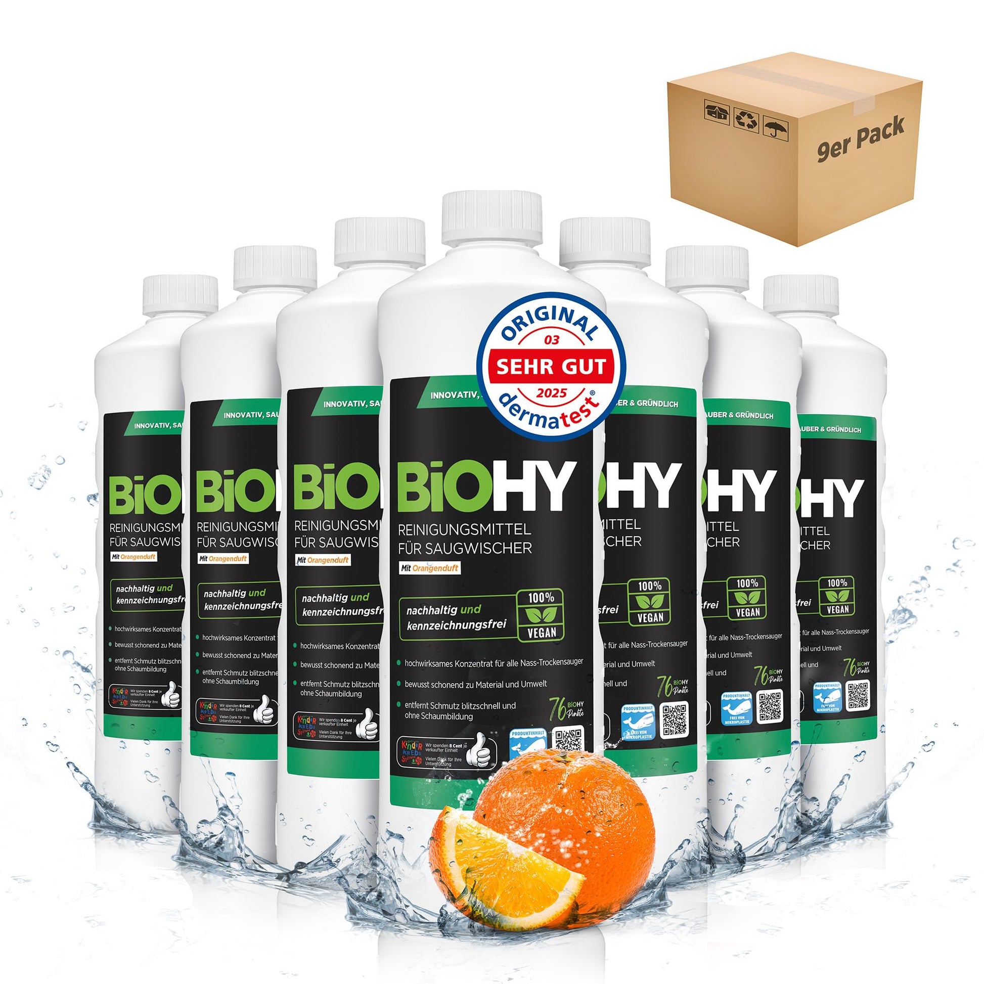 BiOHY Limpiador de suelos para todos los robots con aroma a naranja (500 ml) | Detergente concentrado para todos los robots limpiadores y aspiradores con función húmeda | Sin espuma y sin rayas | Para