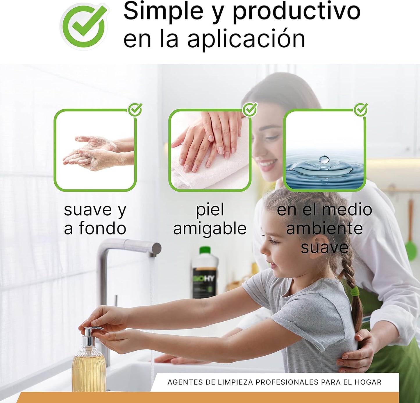 BiOHY Crema de Jabon (1 botella de 1 litro) | Suave, hidratante e inodoro jabón de manos del sector vegetal | LIBRE DE FOSFATOS Sin perfume ni colorantes (Creme Seife)