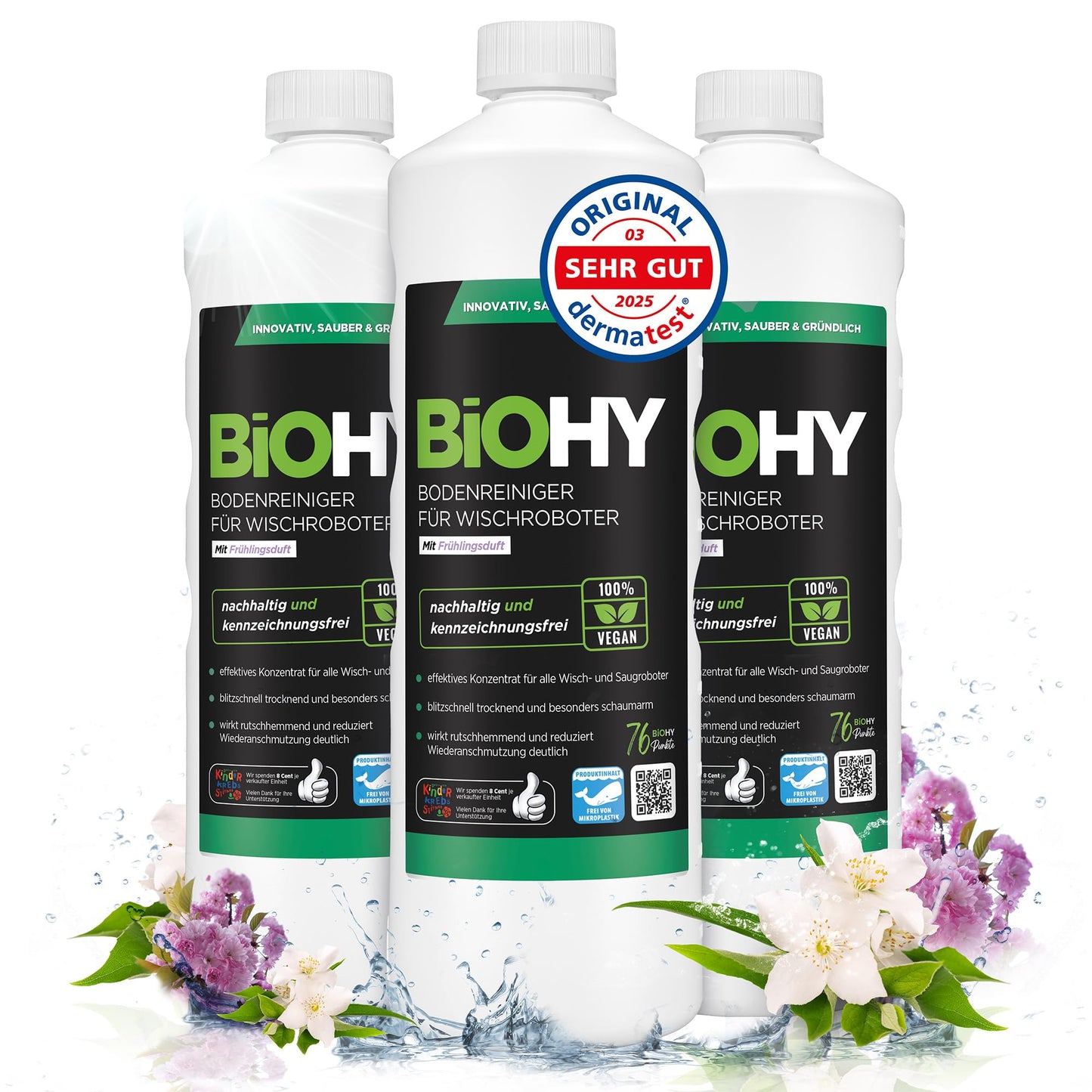 BiOHY Limpiador de suelos para todos los robots con aroma a naranja (500 ml) | Detergente concentrado para todos los robots limpiadores y aspiradores con función húmeda | Sin espuma y sin rayas | Para