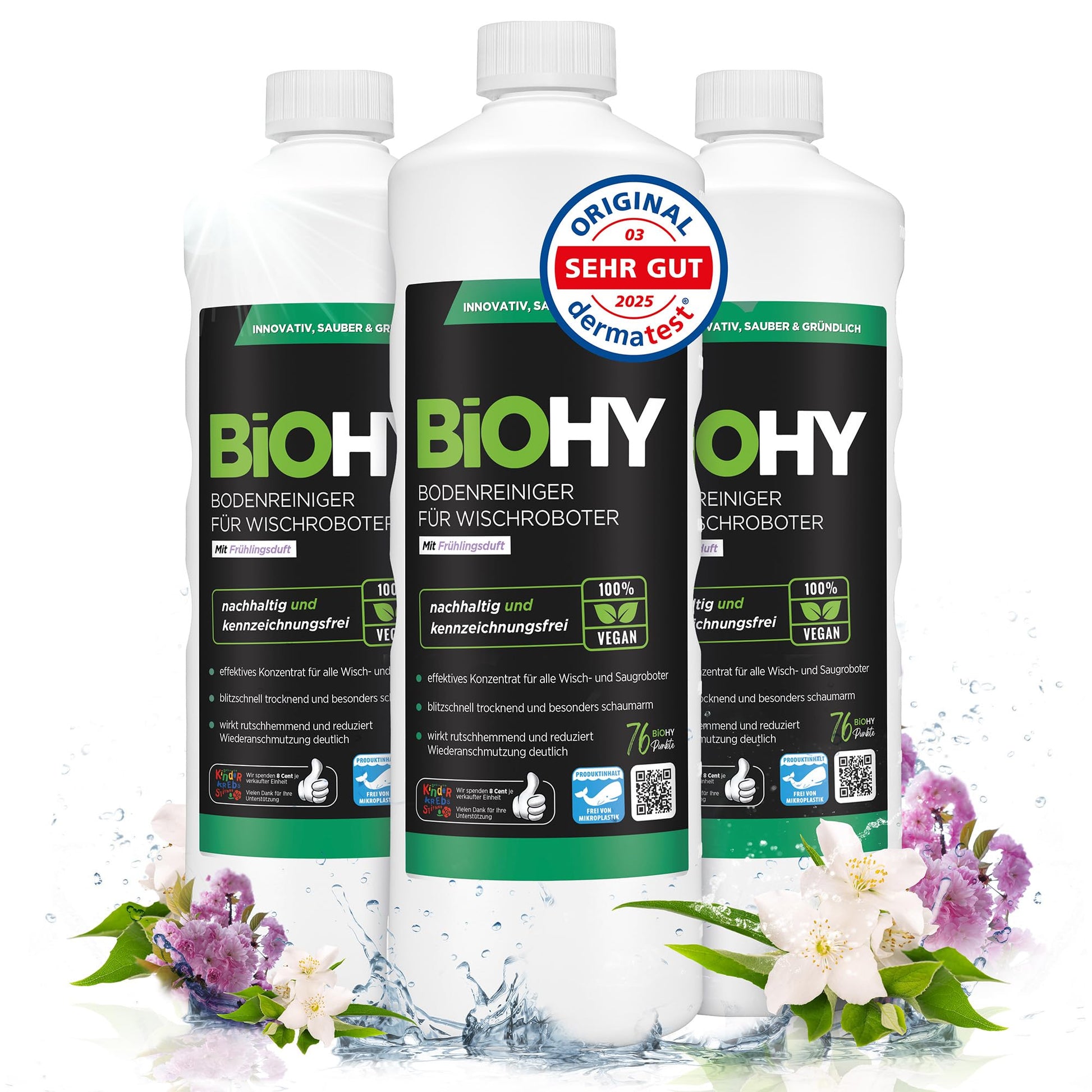 BiOHY Limpiador de suelos para todos los robots con aroma a naranja (500 ml) | Detergente concentrado para todos los robots limpiadores y aspiradores con función húmeda | Sin espuma y sin rayas | Para