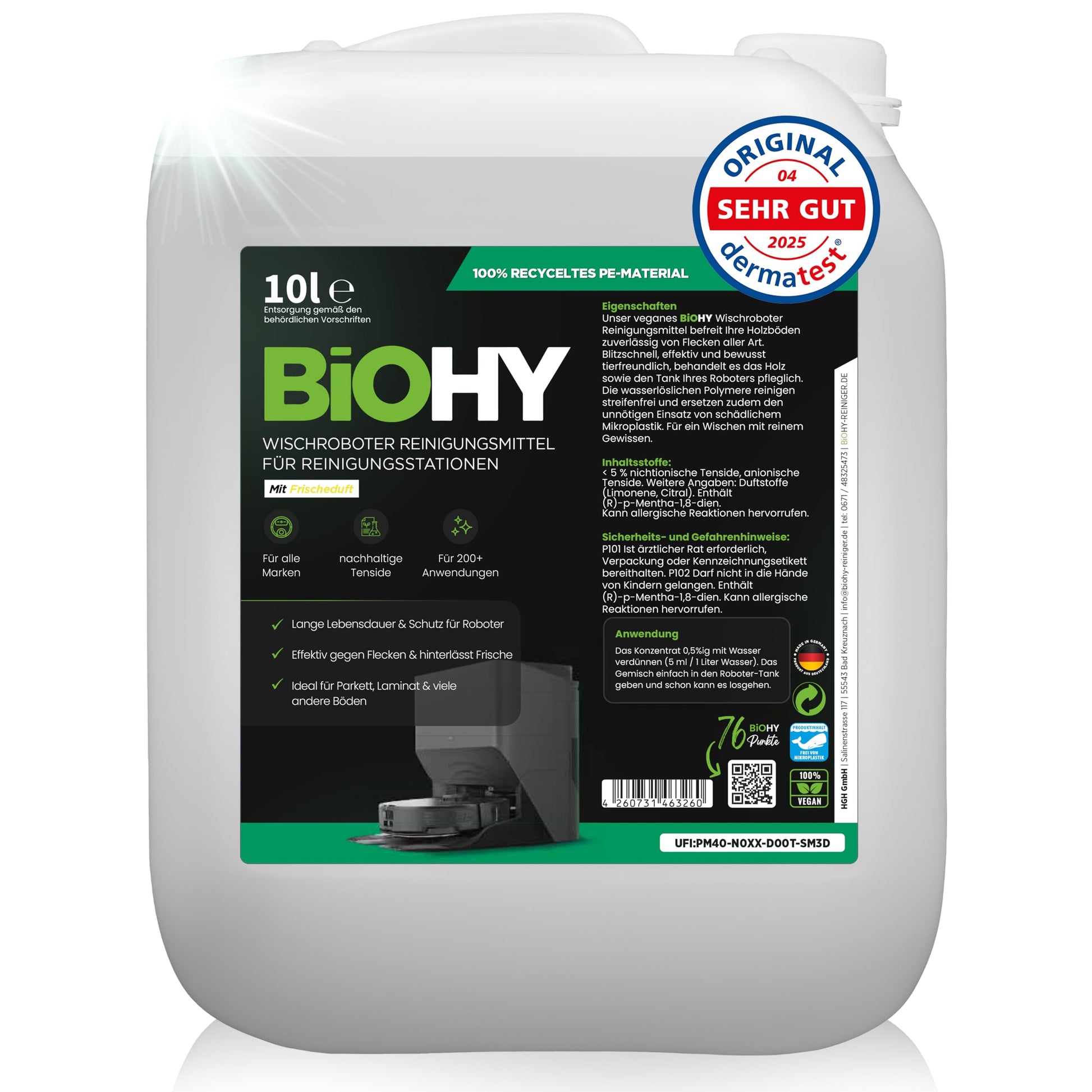 BiOHY Limpiador de suelos para todos los robots con aroma a naranja (500 ml) | Detergente concentrado para todos los robots limpiadores y aspiradores con función húmeda | Sin espuma y sin rayas | Para
