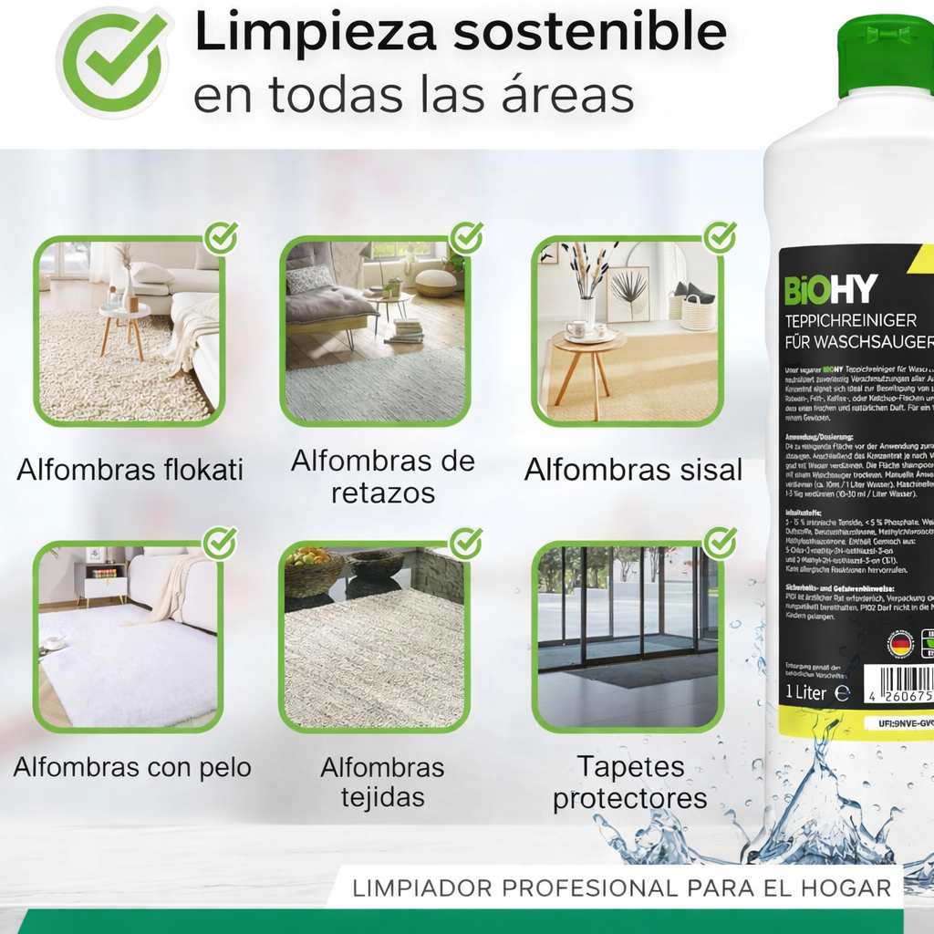 BiOHY Limpiador de alfombra para aspiradoras en húmedo